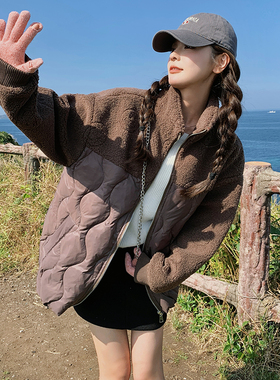 羽绒服女2025冬季新款羊羔毛拼接小个子外套2C227/3322/P275K348