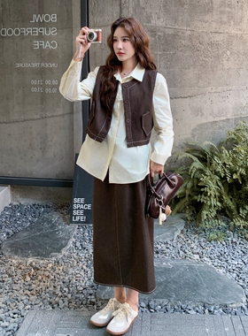 【首发 现货】韩版气质百搭显瘦咖色三件套2C212- G167-P185-K278