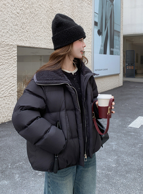 【档口现货】黑色毛线大翻领休闲百搭棉服2C233-831-P235-K349