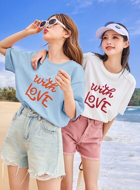 唐狮2026夏季新款短袖T恤女字母简约圆领宽松上衣韩式早春穿搭sz