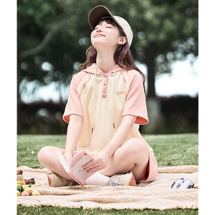 唐狮2026年夏季新款运动休闲套装女polo连帽短袖T恤裙裤两件套cz