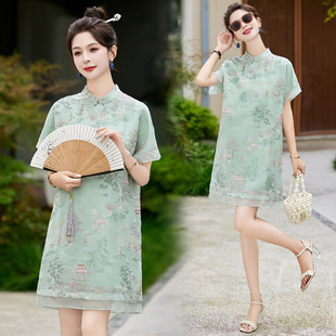 春装女款2026年新款高级感小个子新款2024新中式国风刺绣连衣裙