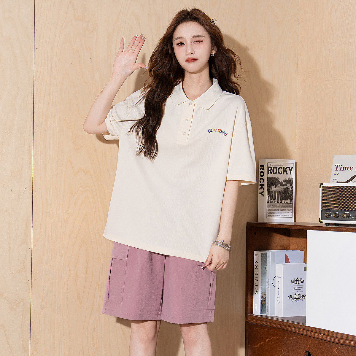 唐狮2026年春夏新款polo衫短袖t恤女时尚百搭宽松短袖小个子女