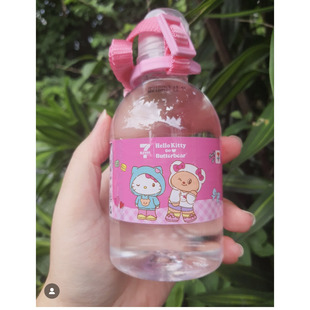 泰国711限定hellokittyx Butterbear黄油小熊吸嘴挂脖饮用水300ml