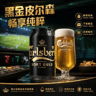 丹麦原产Carlsberg嘉士伯皮尔森啤酒330ml进口拉格酿造金标24罐装