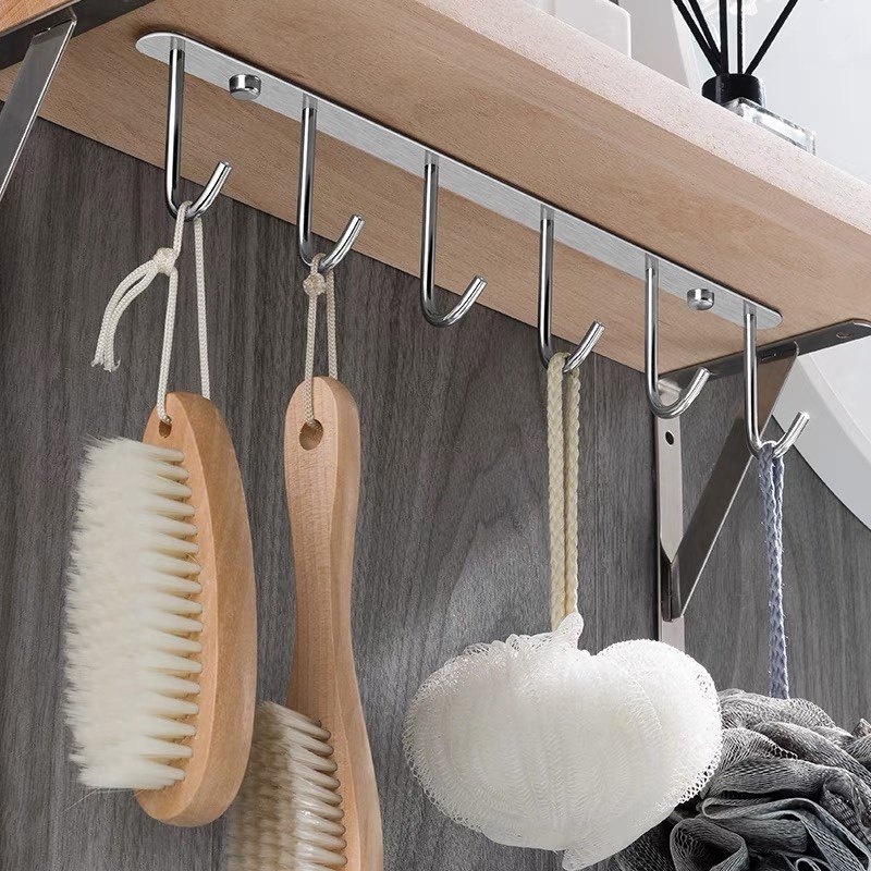 橱柜底板304挂钩 免打孔悬挂式不锈钢厨房柜底下家用壁挂排钩吊钩,收纳整理,挂钩/粘钩,淘宝优惠券,粉丝福利购,淘宝优惠卷