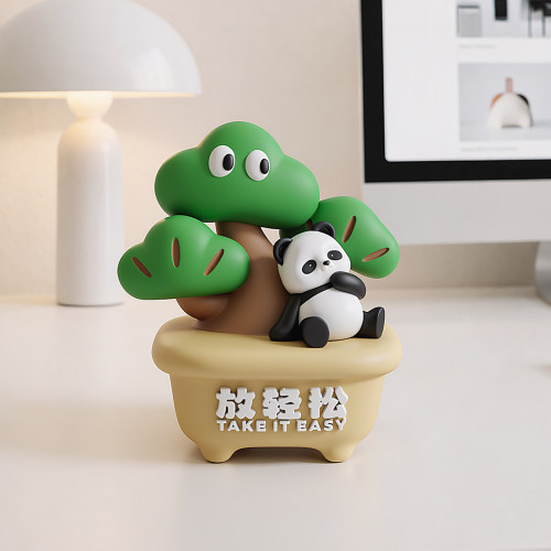 卡通熊猫桌面摆件生日礼物