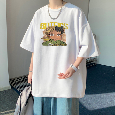 白色短袖t恤男款2025新款夏季美式高街潮牌百搭休闲宽松显瘦上衣