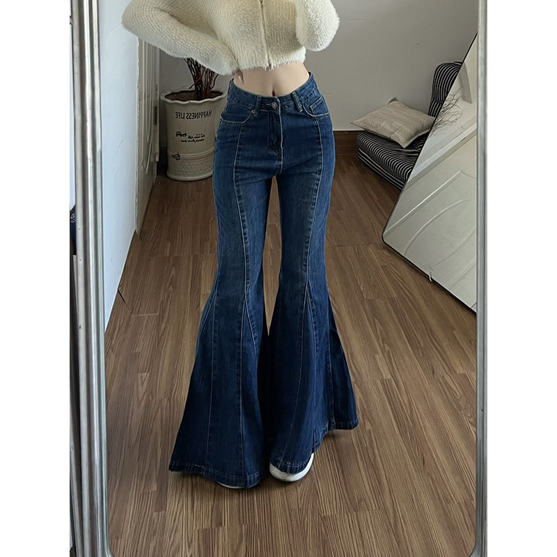 复古港风鱼尾喇叭牛仔裤女冬季辣妹修身低腰炸街提臀紧身休闲裤子,女装/女士精品,牛仔裤,淘宝优惠券,粉丝福利购,淘宝优惠卷