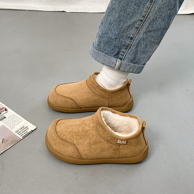 小土豆加绒勃肯鞋女2025年冬季新款厚底复古一脚蹬雪地靴保暖棉鞋