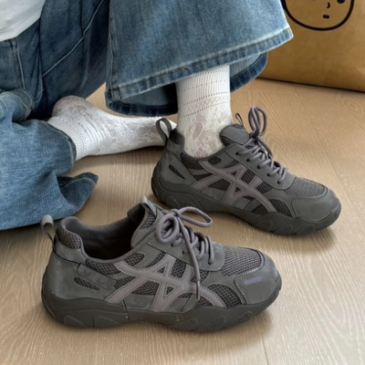 复古灰色厚底德训鞋女2025秋冬新款百搭休闲运动鞋增高防滑登山鞋
