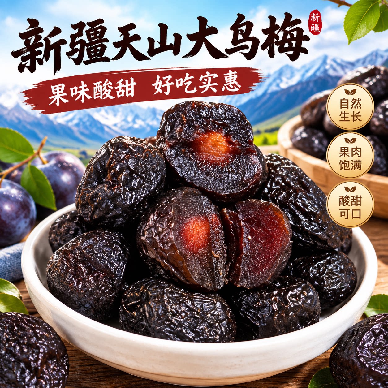 新疆天山大乌梅果干2斤新货原味大颗粒新鲜乌梅水果脯干酸甜口味