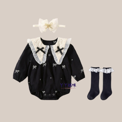 棉布婴儿连体衣爬服ins否单排扣