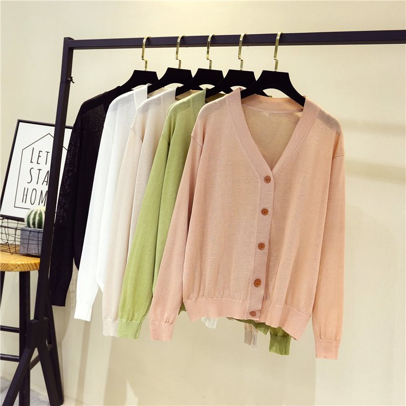 慵懒风宽松冰丝针织开衫外套女夏超薄短款单排扣防晒衣外搭空调衫|msdalam kategori Butik wanita / wanita, sweater bulu - dari Buy2taobao.com untuk memberikan perkhidmatan ejen Taobao profesional membeli