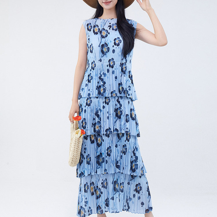 蛋糕裙叁宅风女装轻奢级感连衣裙2025年夏季新款印花无袖气质优雅