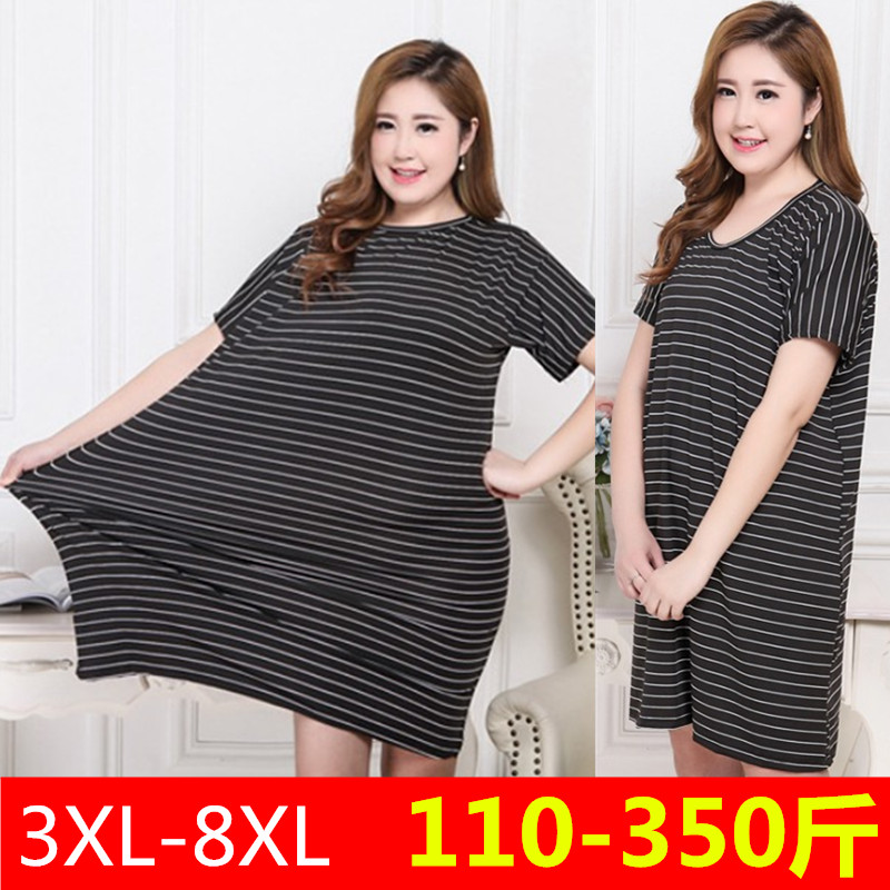 冰丝特大码短袖连衣裙200斤宽松