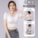 超大码 莫代尔200斤胖MM露肚脐胖MM短袖 T恤带胸垫交叉美背瑜伽运动