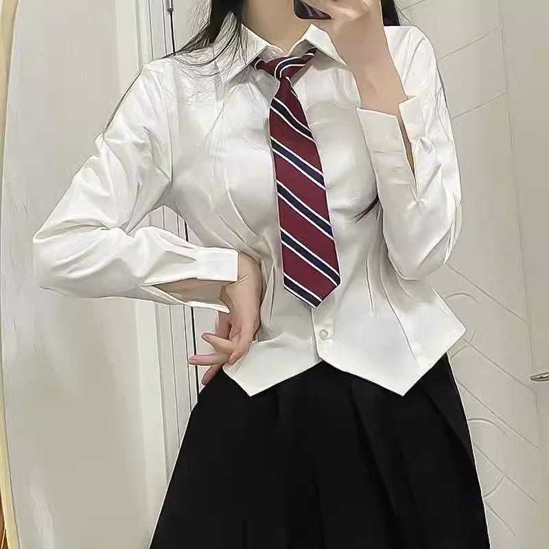 收腰显瘦显胸白色衬衫学院风JK