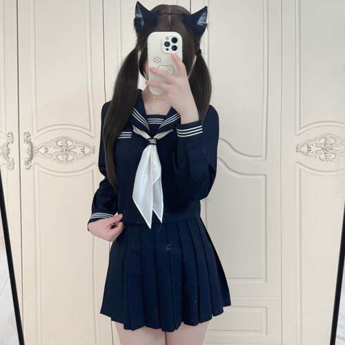 樱奈家改良绀三本甜妹水手服