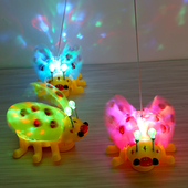 电动牵绳七星瓢虫抖音万向甲壳虫发光音乐宝宝电动小玩具夜市地摊