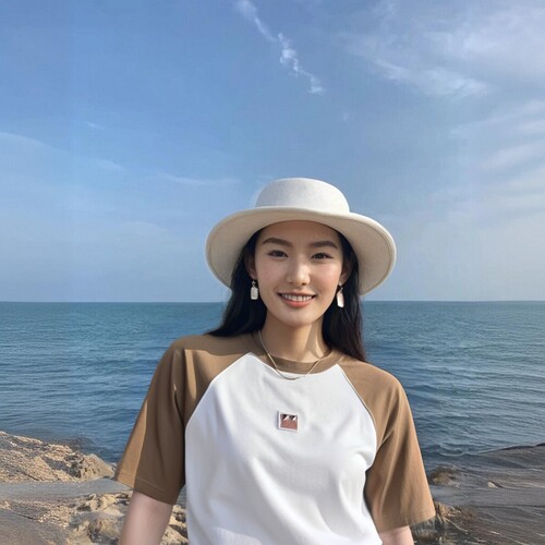 齐格格减龄撞色刺绣短袖T恤女