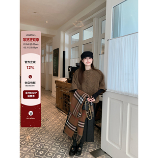 EVNSTYLE 贵气千金冬季新款羊毛斗篷五分袖复古毛呢外套女