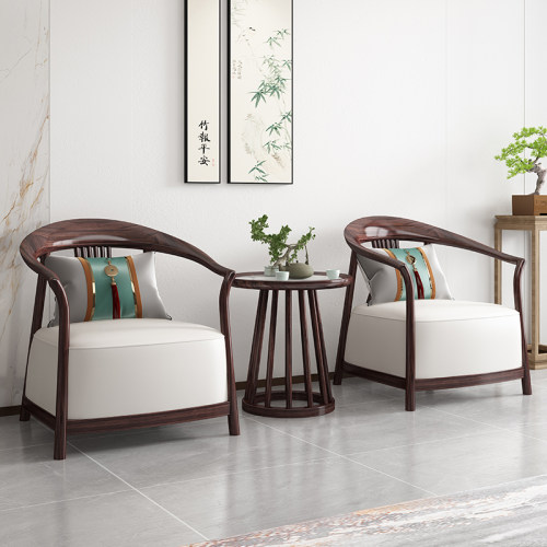 限时升级真皮坐垫乌金木休闲椅