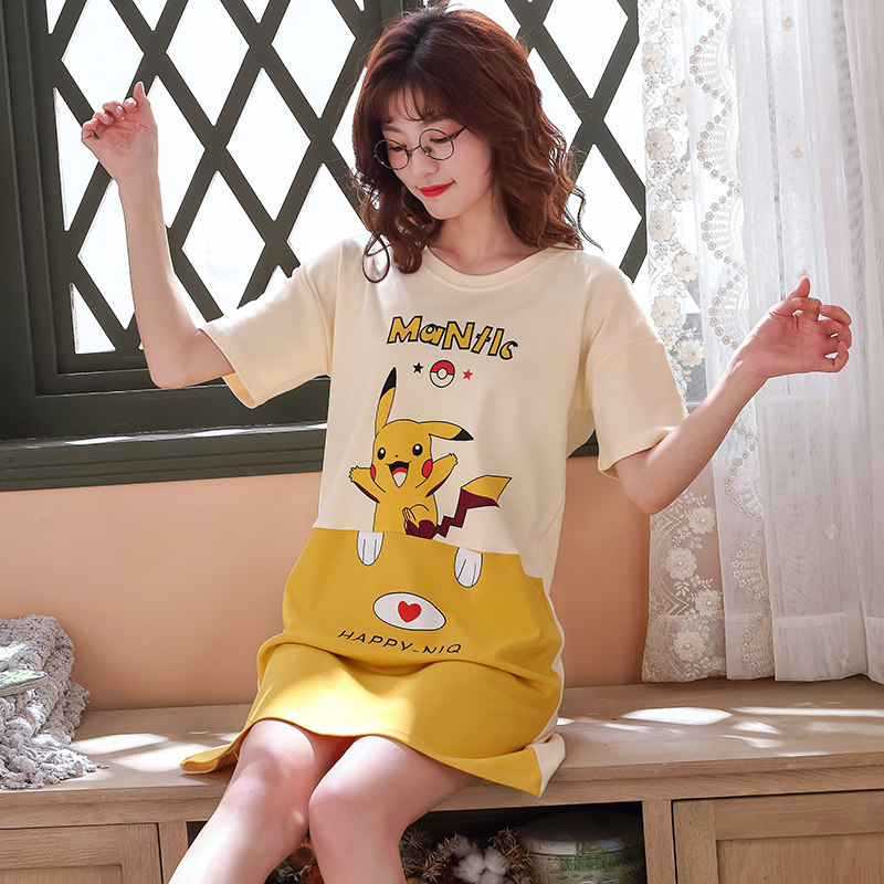 睡裙女夏短袖卡通休闲宽松家居服图片