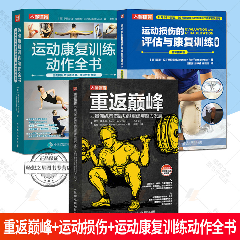 3册 运动损伤的评估与康复训练全书+运动康复训练动作全书+重返巅峰 力量训练者伤后功能重建与能力发展拉伸训练方法 关节松动术