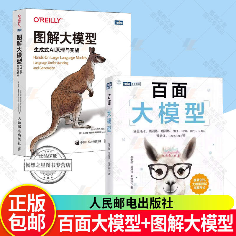 全2册图解大模型+百面大模型生成式AI原理与实战大语言模型大模型应用开发Transformer DeepSeek模型原理开发深度学习机器百面书籍