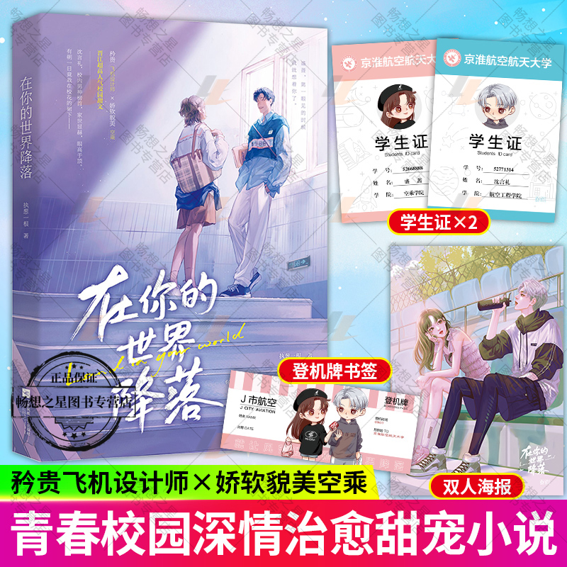 赠学生证*2+登机牌书签+双人海报】在你的世界降落 执葱一根著 晋江人气校园甜文青春文学校园爱情小说