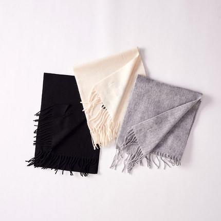 WJ001羊绒围巾系列  柔软保暖纯色流苏羊绒围巾PWJ0013/PWL0011