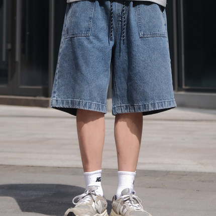 OBSERVER SSA 深色水洗工装日系复古百搭宽松牛仔短裤