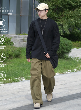 OBSERVER SSA 半高领宽松舒适重磅纯色口袋设计基础打底长袖tee