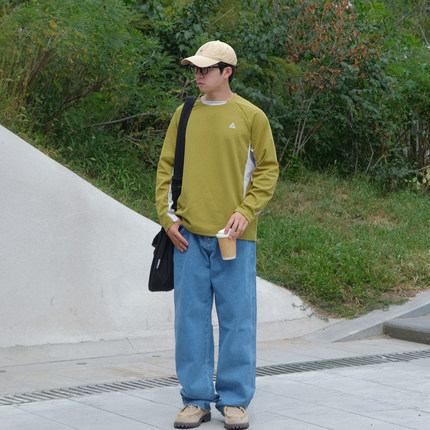 OBSERVER SSA 浅蓝色水洗美式复古宽松直筒基础四季款百搭牛仔裤