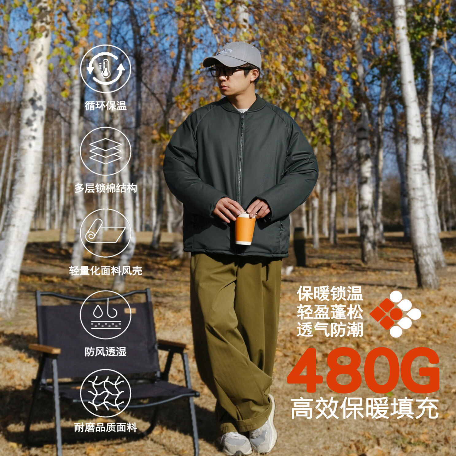 OBSERVER SSA 简约校园风结构剪裁落肩MA1棉衣棉服飞行夹克外套