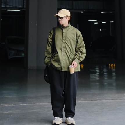 OBSERVER LAB SSA日系复古简约纯色军事风立领夹克外套