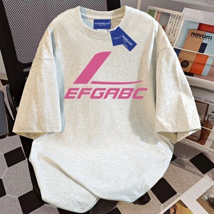 潮酷字母显白半袖 t恤女夏季 上衣 vibe复古街头风重磅纯棉短袖 美式