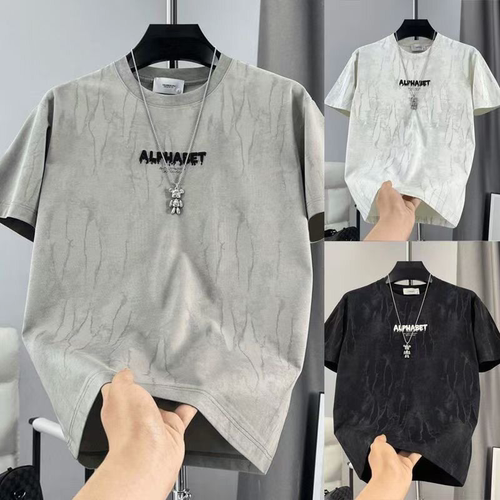 啄木鸟冰丝短袖男T恤夏季高端扎染凉感休闲潮牌半袖上衣服痞帅潮