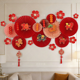 2026马年元旦商场珠宝店橱窗新春装饰物业红色喜庆氛围布置挂件