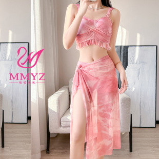 泳衣女2025新款高级感海边沙滩度假保守长裙长款遮腿分体三件套