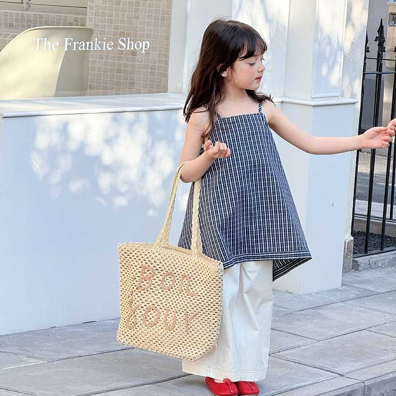 亲子女童洋气格子吊带裙