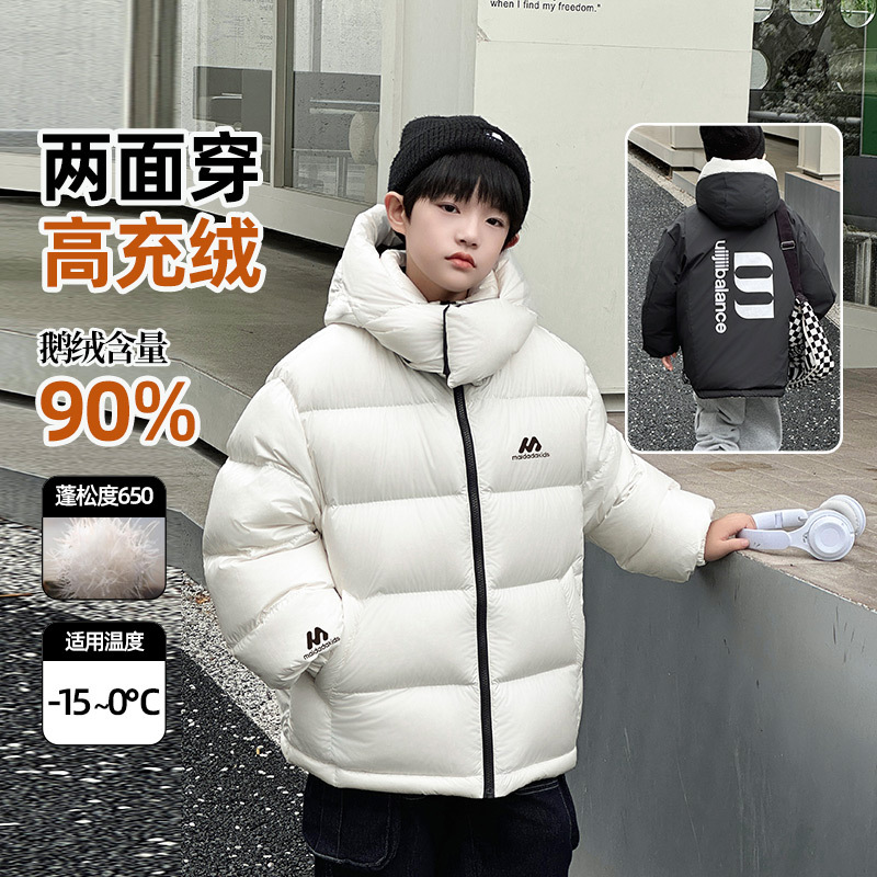 熊猫圆圆男女童两面穿羽绒服外套