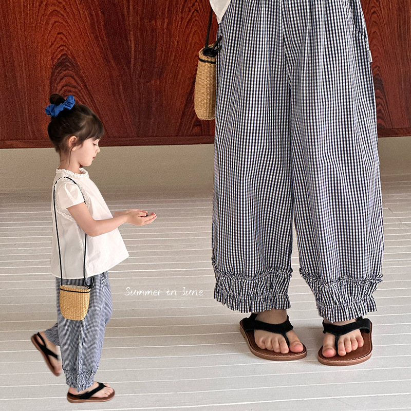 女童洋气格子休闲防蚊裤