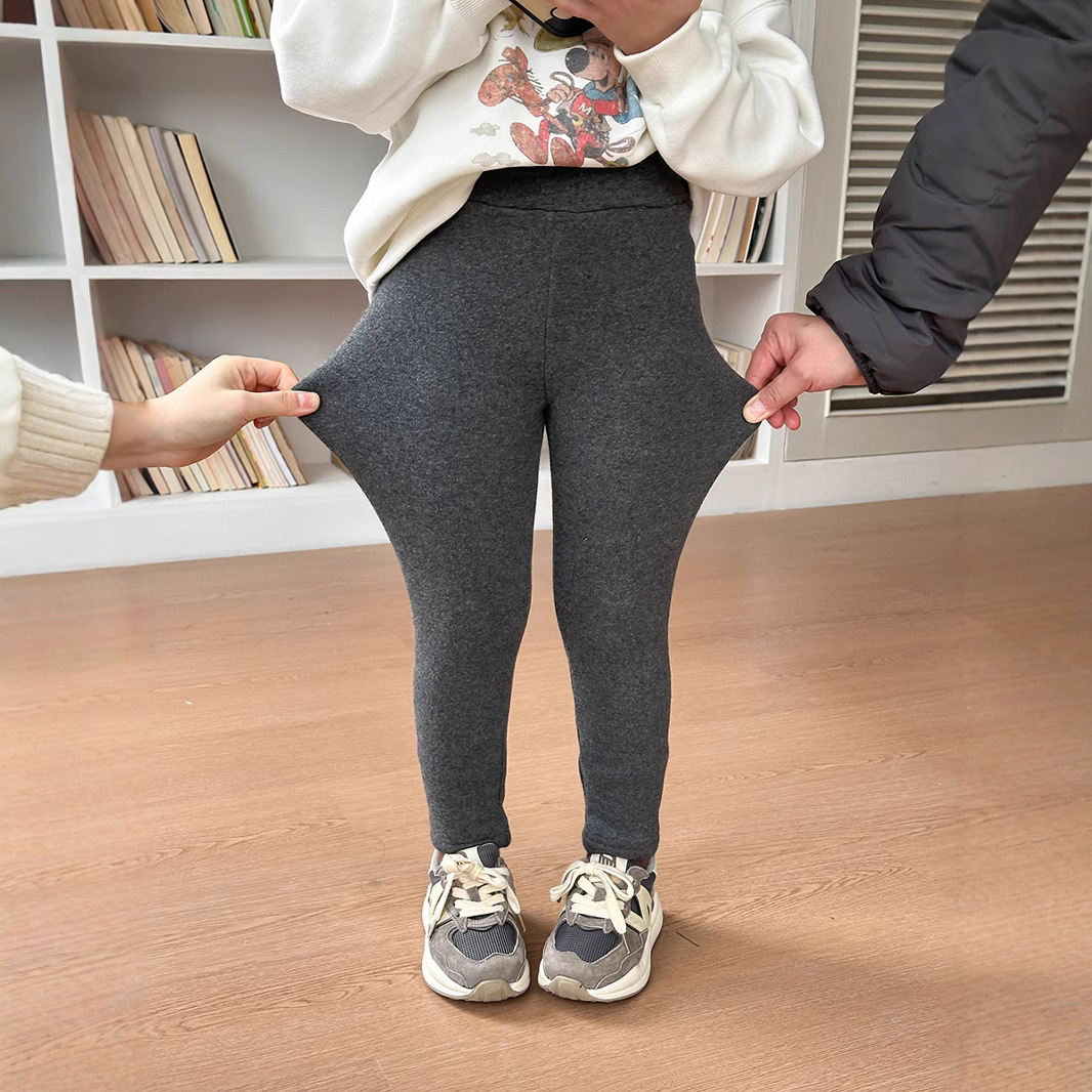 女童修身弹力加绒加厚保暖打底裤