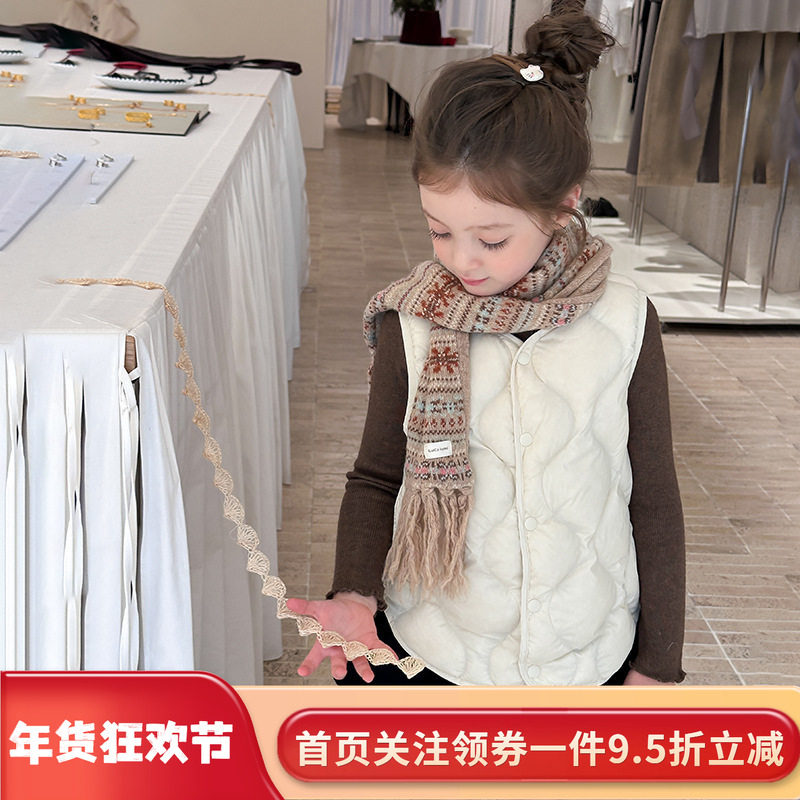 女童洋气纯色羽绒马甲秋冬季女孩百搭保暖内搭亲子儿童白鸭绒背心