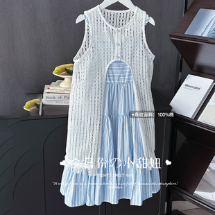 图图小象童装女童连衣裙夏季新款裙子海边度假纯棉吊带裙公主好看