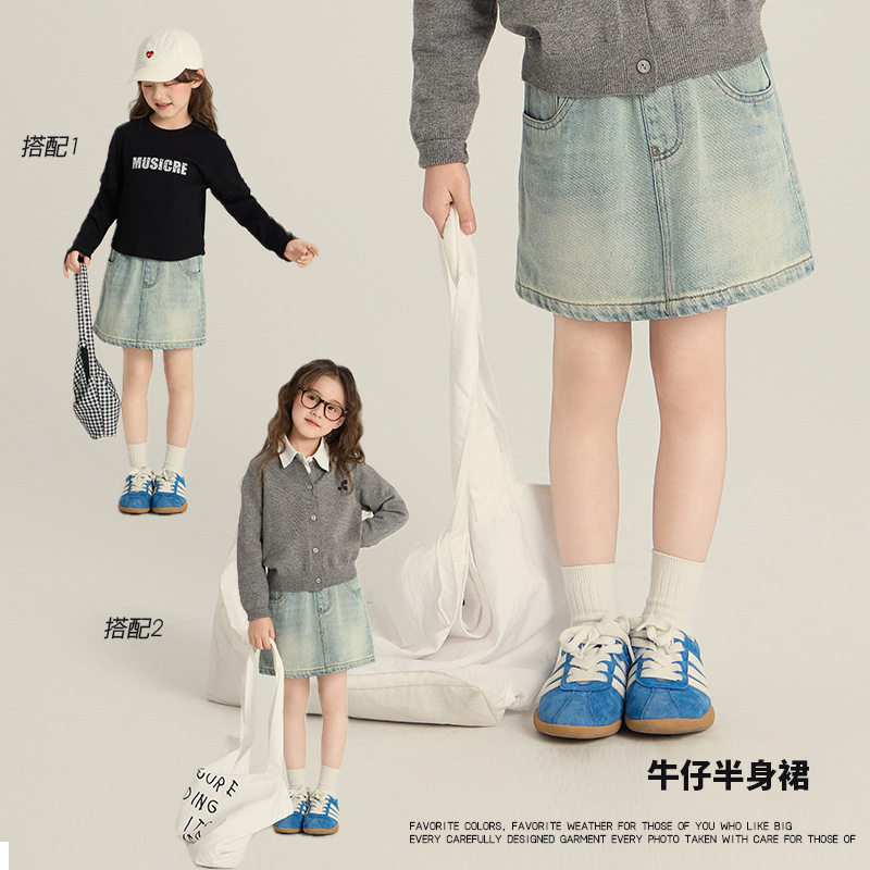 女童洋气牛仔短裙半身裙春夏装