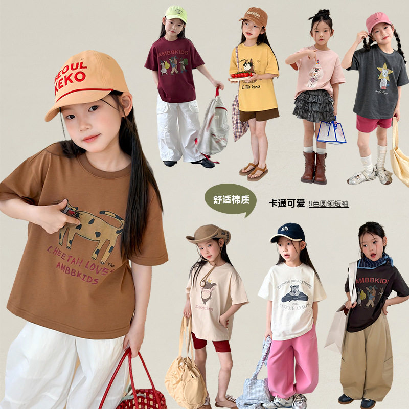 女童纯棉休闲短袖T恤宽松透气夏