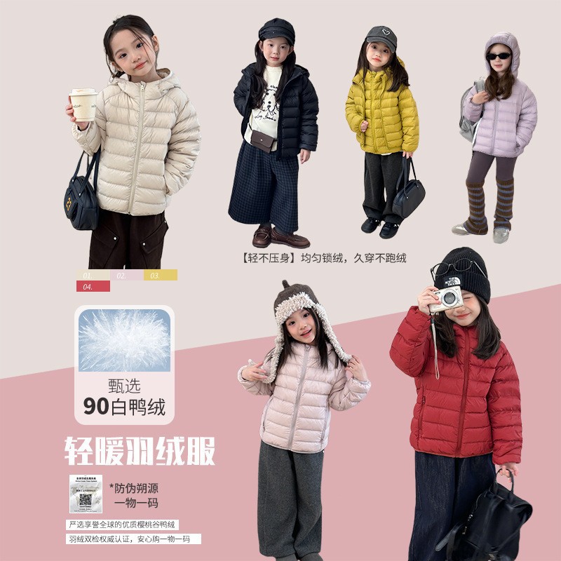 亲子女童洋气90白鸭绒羽绒服冬装